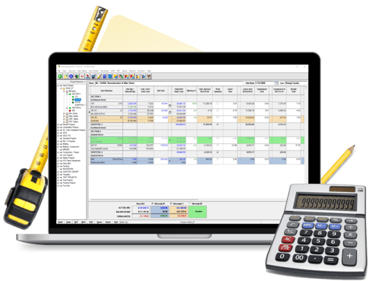 Screenshot of excavation estimating software for site contractors – TCLI Estimating Link interface with calculator and tools