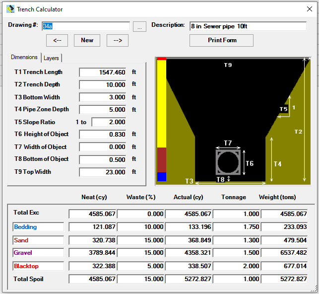 Pipe Trench Calculator