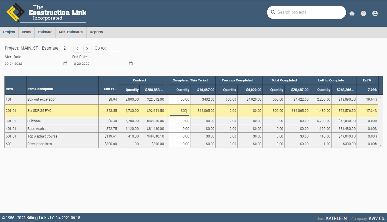 Billing Link Project Tracking & Reporting Screenshot Billing Link Project Tracking & Reporting Screenshot