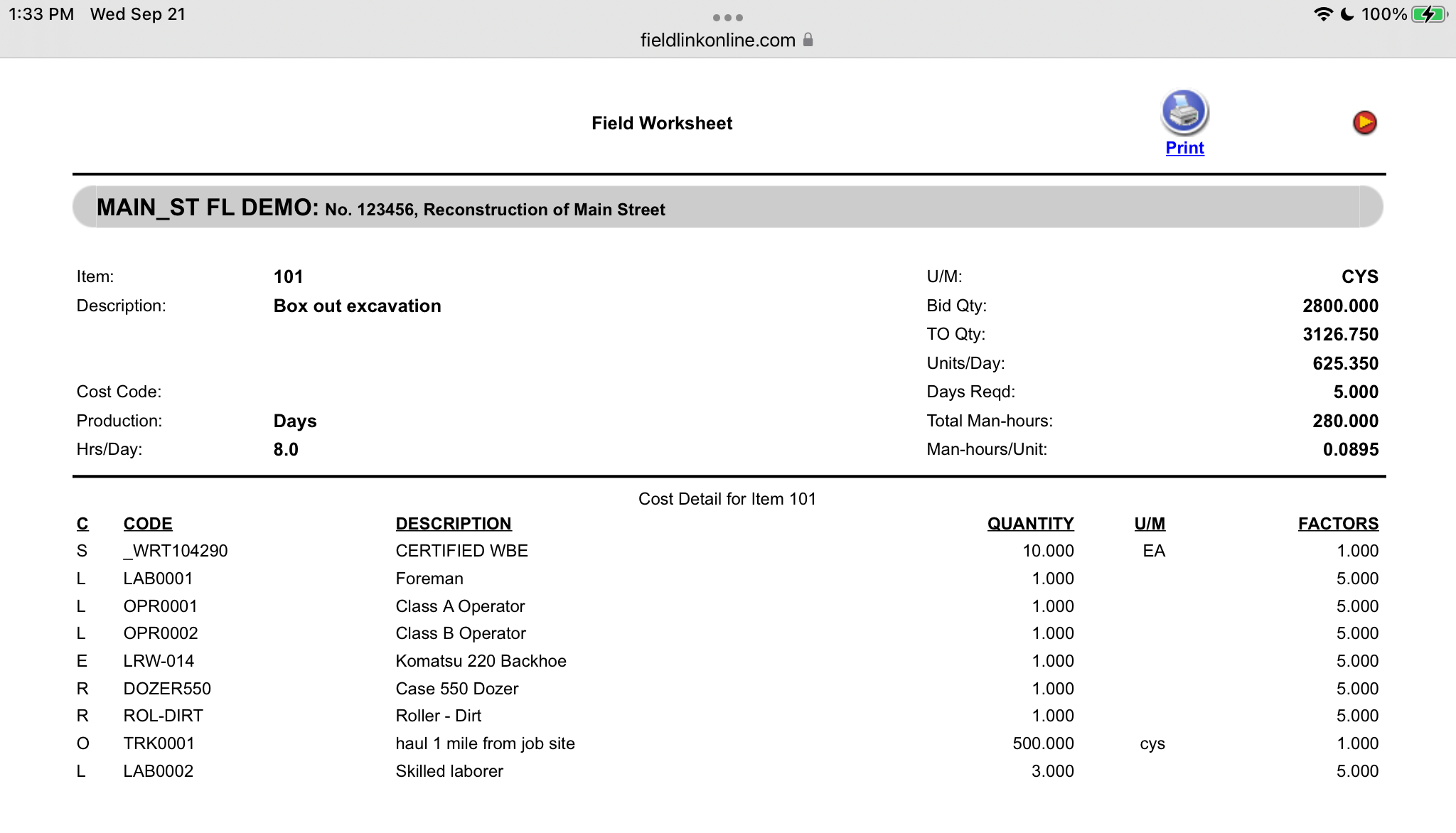 Field Worksheet