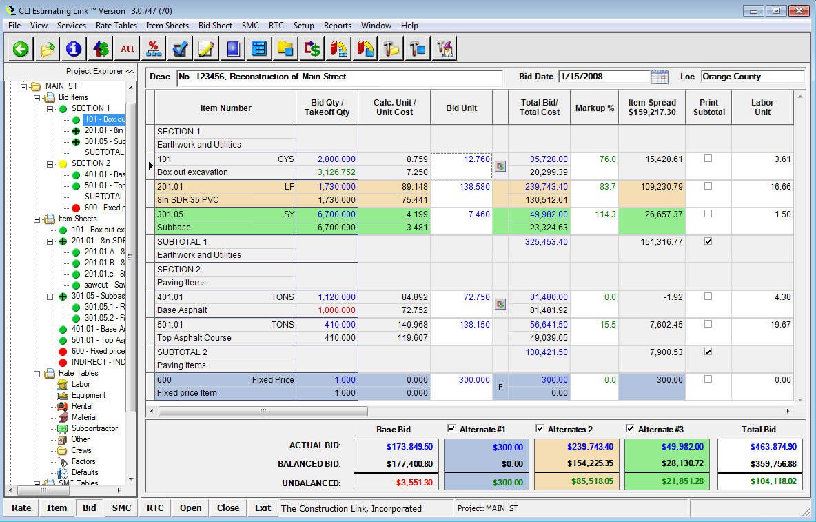 Bid Sheet