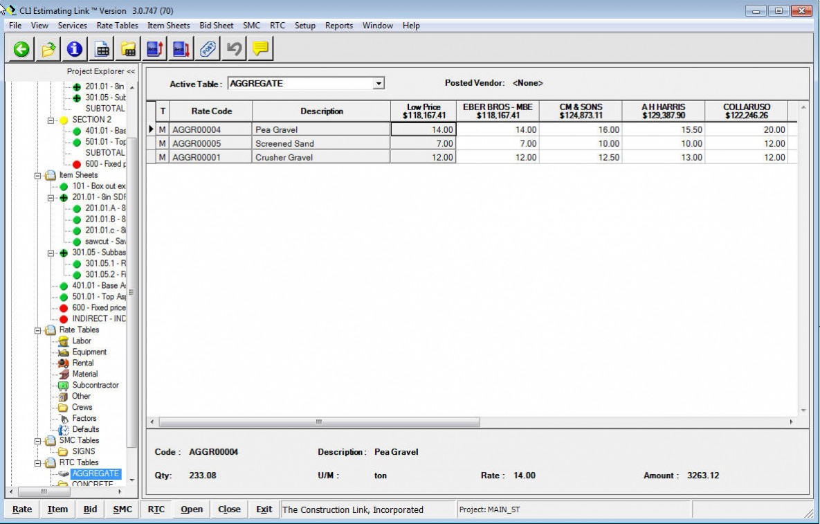 RTC Rate Table