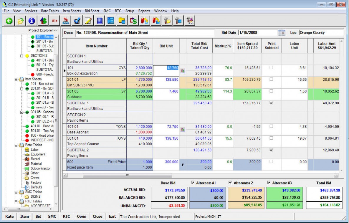 Bid Sheet