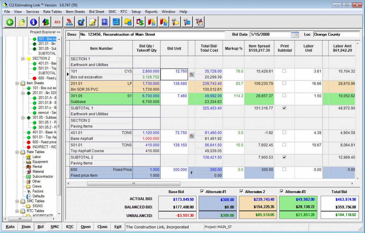 Bid Sheet