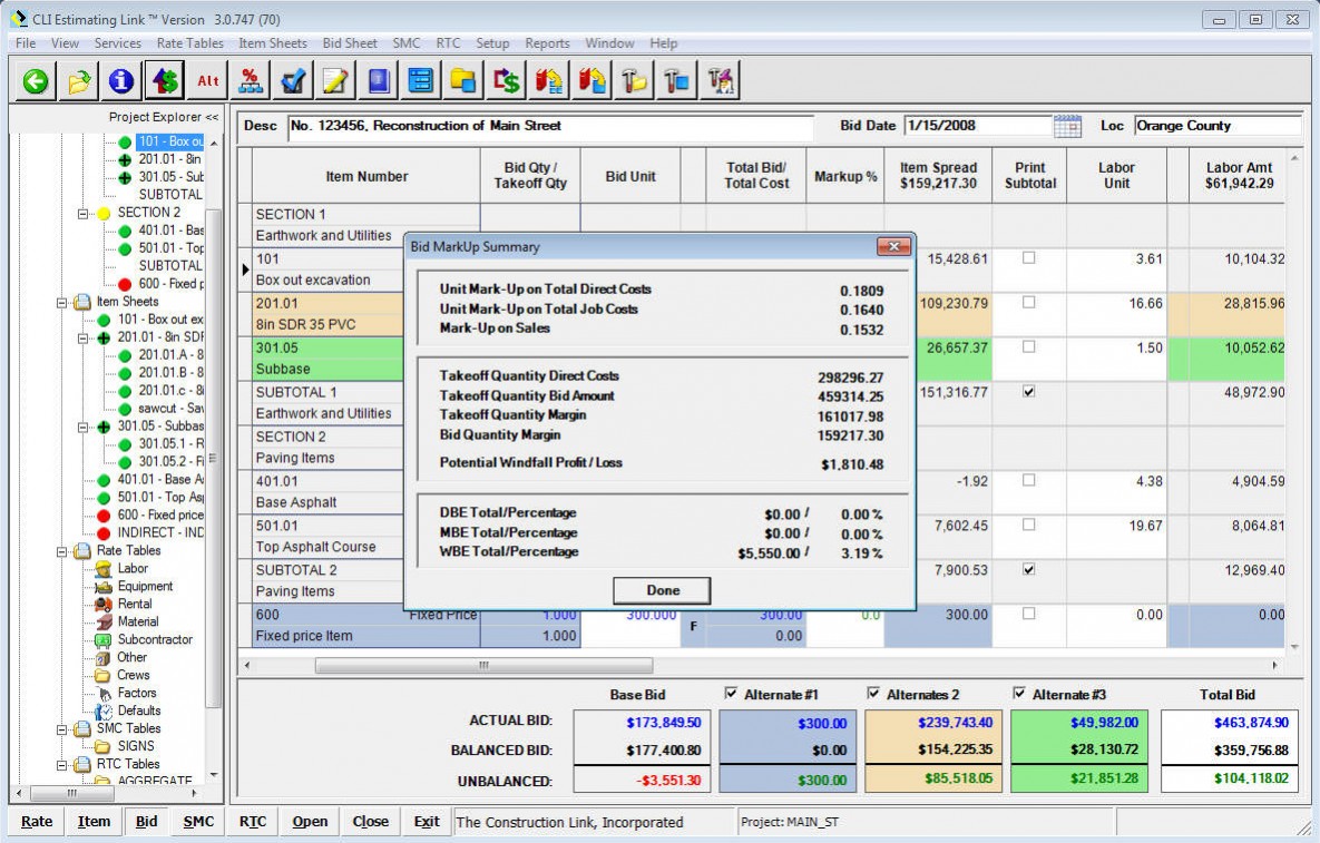 Bid Markup Analysis