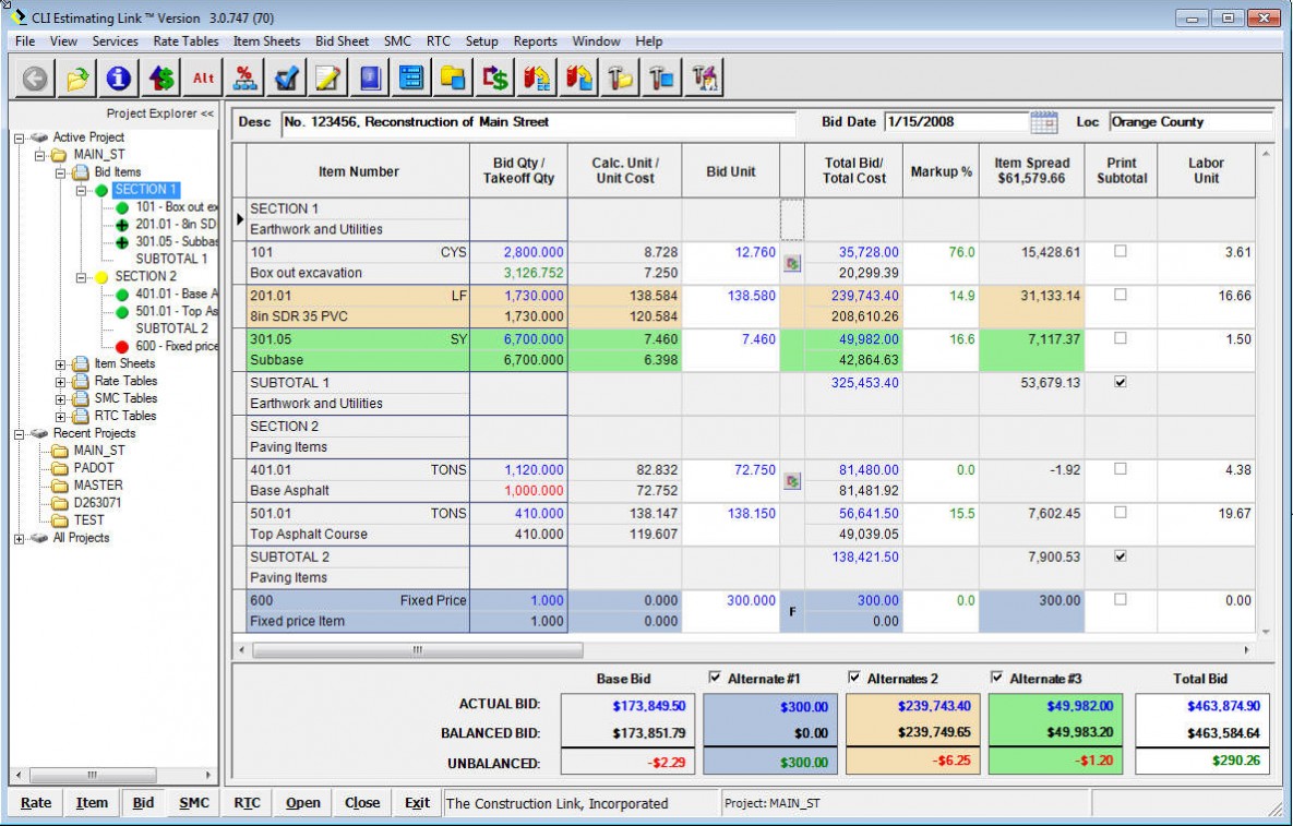 Bid Sheet