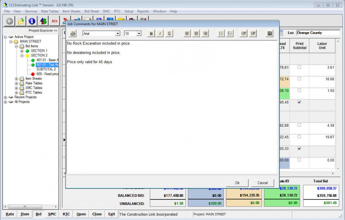 Project Comments
