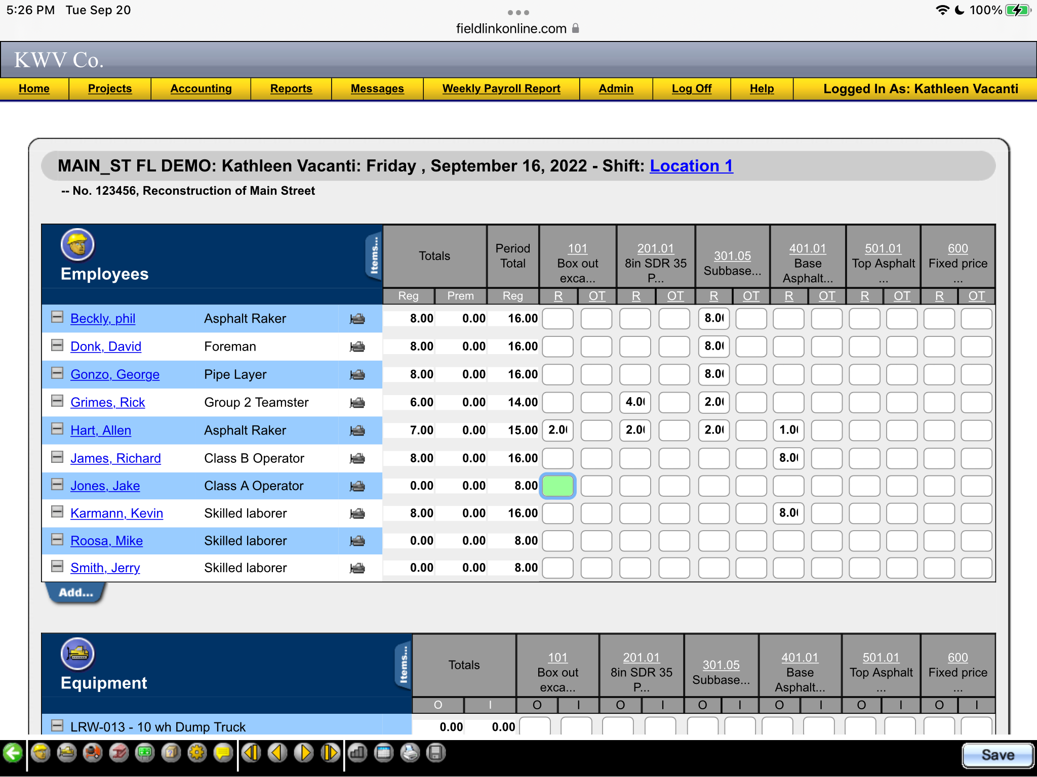 Familiar Timesheets