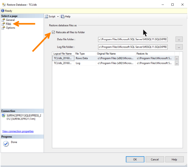 Moving Estimating Link database from one SQL server to another SQL Server